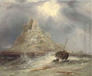 A wreck running ashore below St. Michael's Mount by George Chambers