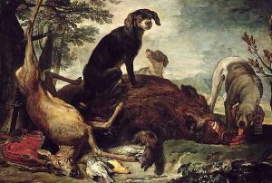 Dogs with Slain Wild Boar and Deer by David de Coninck