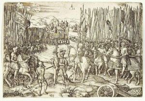 Two Armies Preparing For The
Battle. Etching On Iron, Ca. 1530 After Agostino Veneziano. State Ii by Hieronymus Hopfer