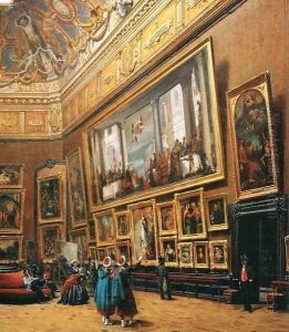 View of the Grand Salon Carre in the Louvre (detail) by Giuseppe Castiglione