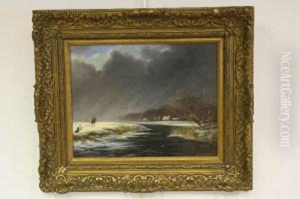 Winterlandschapje Met Eenzame Wandelaar - view 1