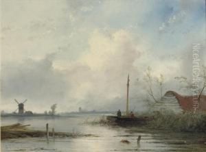 Fishing In A Dutch Polderlandscape