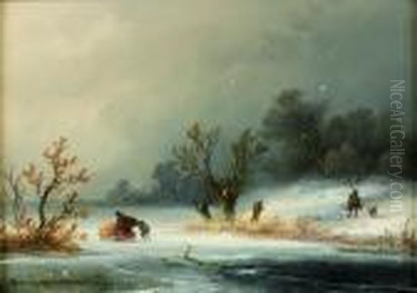 Paysage Enneige Anime De Promeneurs - view 1