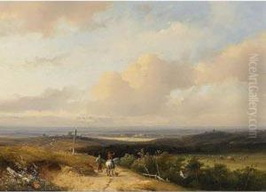 Travellers In An Extensive Summer Landscape