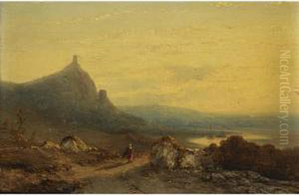 A Figure On A Path In An Italianate Landscape - view 1