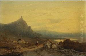 A Figure On A Path In An Italianate Landscape