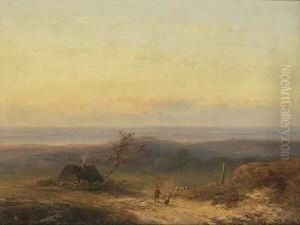 Schafer Mit Herde In Weiter
 Landschaft.