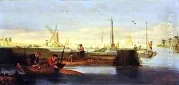 River scene with fishermen - view 1