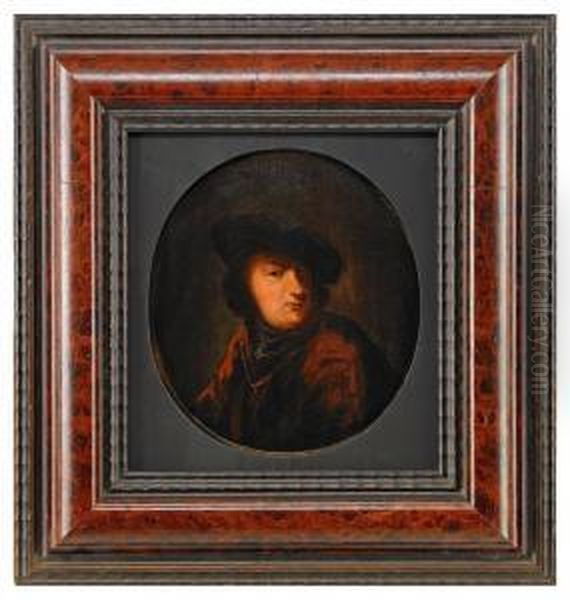 Sjalvportratt Med Barett I Rembrandts Stil - view 1