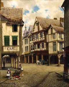 Figures by a Cafe by John Mulcaster Carrick