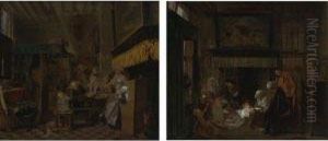 Gathered Around The Fire; Tea Time by Jan Jozef, the Younger Horemans