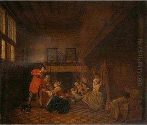 Interior Domestico by Jan Jozef, the Younger Horemans