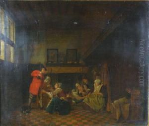 "escena De Interior Junto A Una Chimenea" by Jan Jozef, the Younger Horemans