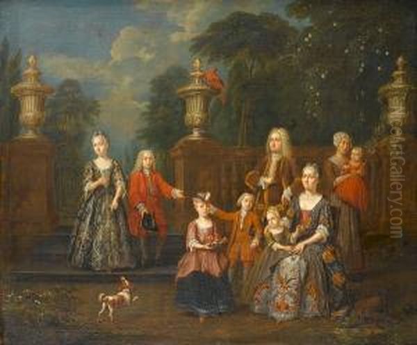 Portrait Of An Elegant Family Group In A Park Landscape by Jan Josef, the Elder Horemans