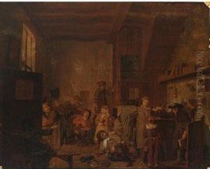 A School Interior With A Teacher