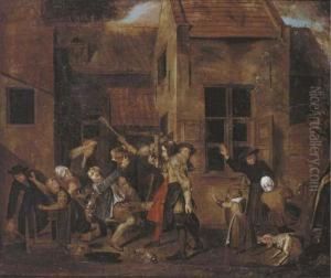 A Brawl Outside A Tavern