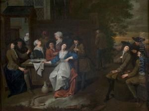 Dejeuner Galant E L'exterieur De L'auberge by Jan Jozef, the Younger Horemans