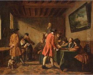 Elegant Figures In An Interior Playing Tric-trac