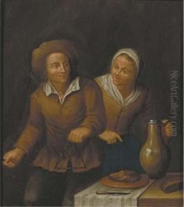 A Peasant Couple In An Interior by Jan Jozef, the Younger Horemans