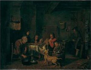 A Family Eating And Drinking In An Interior A Family Eating And Drinking In An Interior