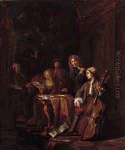 Elegant Company Making Music On A Terrace