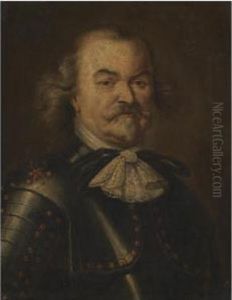 Portrait Of A Gentleman, Head And Shoulders, Wearing Armour,possibly Admiral De Ruyter by Peter Jacob Horemans