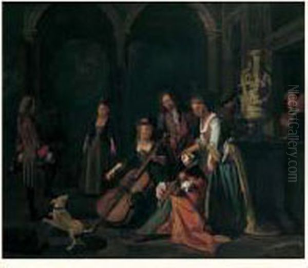 Scene De Concert Devant La Terrasse D'un Palais - view 1