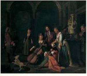 Scene De Concert Devant La Terrasse D'un Palais by Peter Jacob Horemans