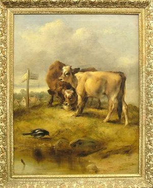 Cattle By A Signpost For Dorking - view 1