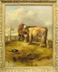 Cattle By A Signpost For Dorking