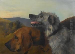 A Blood Hound And A Deerhound In A Landscape by George W. Horlor
