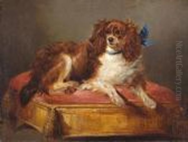 Spaniel On A Footstool - view 1