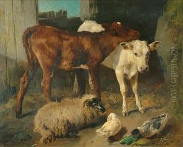 A Groupof Farm Yard Animals In The Stable - view 1