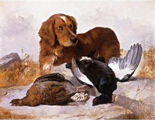 A Setter With Game Birds In A Highland Landscape - view 1