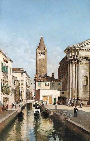 A Venetian Canal with the Church of San Barnaba and Campo San Barnaba, Dorsoduro, Venice - view 1