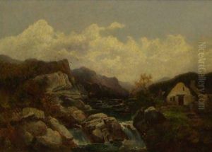 Mountain River Landscape With Angler