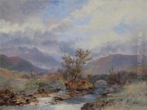 River Landscape Possibly On The Dart by Joseph Horlor