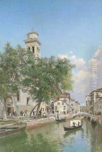 Gondolas on a Venetian Canal by Federico del Campo