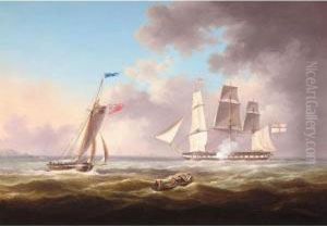 An English Frigate And Other Vessels In A Choppy Sea, Possibly Off Guernsey An English Frigate And Other Vessels In A Choppy Sea, Possibly Off Guernsey