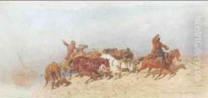 Treidelnde Tscherkessen by Theodore Horschelt