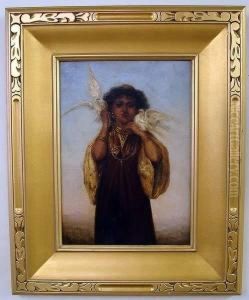 Young Woman Holding Two Doves