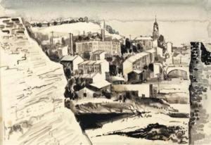 Manayunk In Snow; And A Companion Drawing by Earl Horter