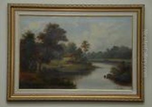 Landscape With Cottage And Stream by Etty Horton