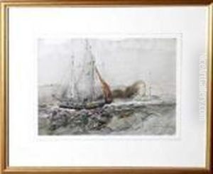 A Sailing Barge And A Paddle Tug Leaving The Tyne by George Edward Horton