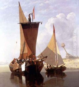 Boats on the Medway by Miles Edmund Cotman