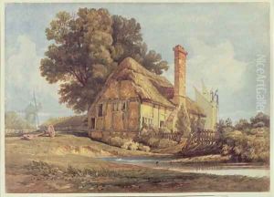 Riverside Cottage by Miles Edmund Cotman