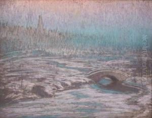 Rose And Blue Symphony: Snow In Central Park by William Samuel Horton