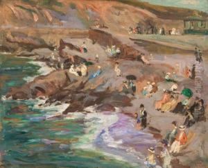 ''vagues, Rochers Et Petites Personnes Sur La Plage'' ''vagues, Rochers Et Petites Personnes Sur La Plage''
