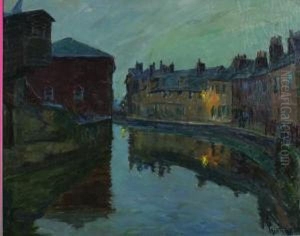 Village With Canal At Dusk - view 1