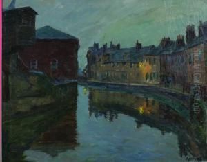 Village With Canal At Dusk Village With Canal At Dusk